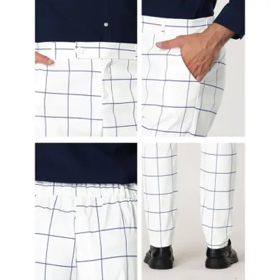 Lars Amadeus Men's Business Plaid Pants Casual Slim Fit Checked Dress Trousers image {5}