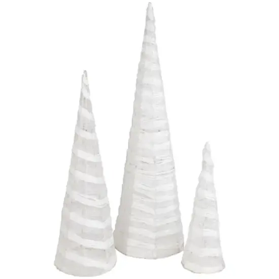 Northlight Glittered Cone Tree Christmas Decoration - 23.5 - White and Silver - Set of 3 image {4}