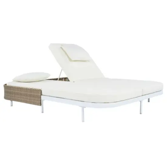 Outdoor Patio Iron Frame Double Daybed Sunbed with 5-Position Adjustable Backrest and Pillows image {6}