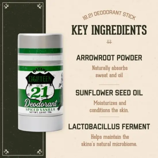 18.21 Man Made Octane Aluminium-Free Men's Natural Deodorant, Spiced Vanilla image {2}