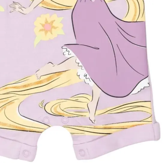 Disney Princess Rapunzel Ariel Belle Jasmine Aurora Baby Girls Snap Romper and Headband Newborn to Toddler image {6}