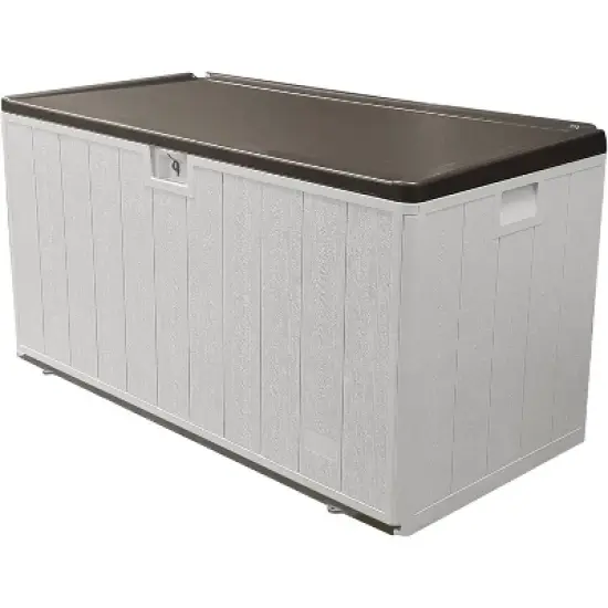 110Gallon lockable waterproof and UV resistant outdoor storage box, used for storing outdoor garden tools and swimming pool accessories, White image {7}