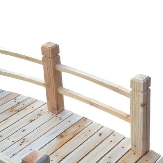Outsunny 5 ft Wooden Garden Bridge Arc Stained Finish Footbridge with Railings for your Backyard image {3}