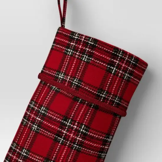 21" Christmas Woolen Yarn Dyed Fabric Stocking Red/Green Plaid - Wondershop&trade; image {2}