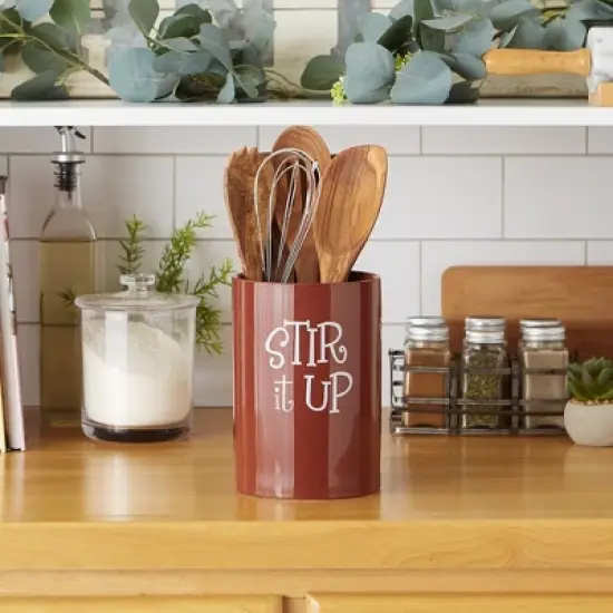 Design Imports Cinnamon Stir It Up Ceramic Utensil Holder image {3}