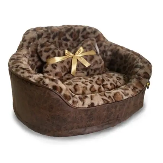 Precious Tails Leopard Princess Cat and Dog Bed - Brown image {2}