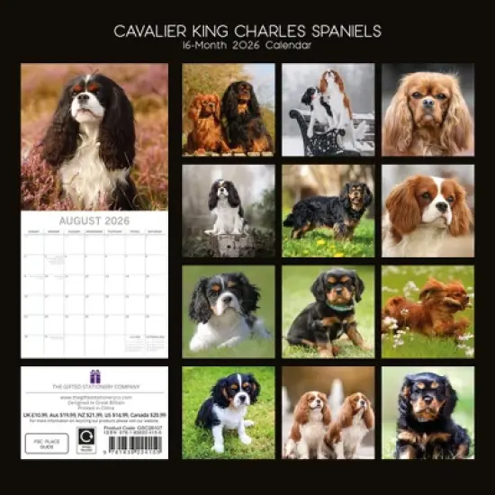 2026 Square Wall Calendar, Cavalier King Charles Spaniels, 16-Month Animals Theme with 180 Reminder Stickers (12x12 In) image {3}