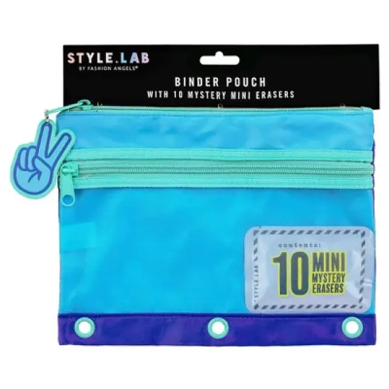 Style Lab Colorblocked Nylon and Mesh Binder Pouch with 10 Mini Erasers image {5}