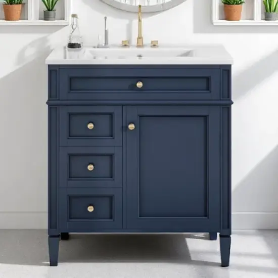 30" Bathroom Vanity with Sink &acirc;&acirc;&sbquo;?MDF and Solid Wood Cabinet, Roman Legs,Undermount Ceramic Sink,Freestanding Cabinet image {16}