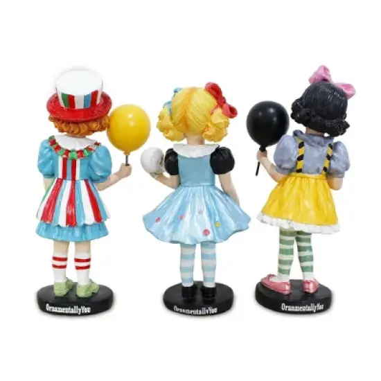 Victorian Masquerade Girl Trio, 6" Trick or Treat Clown Figurines and Hauntingly Elegant Halloween Decor| OrnamentallyYou image {7}