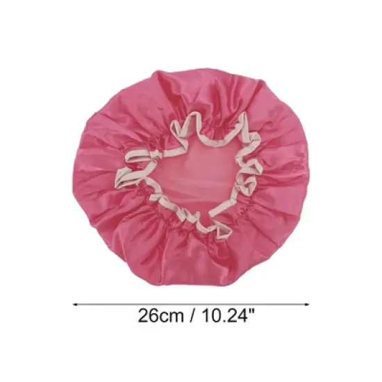 Unique Bargains Double Layer Solid Color Shower Cap Rose Red 1 Pc image {1}