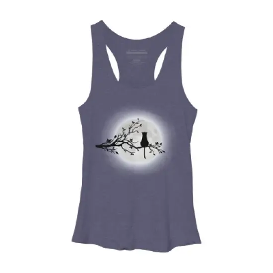 Women's Design By Humans The Cat and The Moon By Maryedenoa Racerback Tank Top image {5}