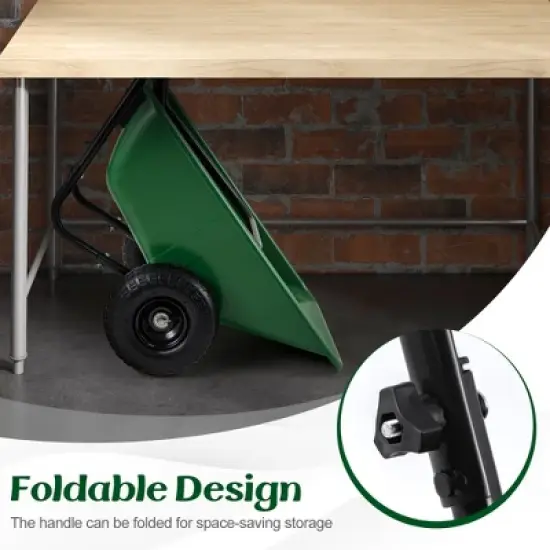 Tangkula Dual-Wheel Wheelbarrow w/ Pneumatic Tires 330 LBS Load Capacity 21 Gal Volume image {4}
