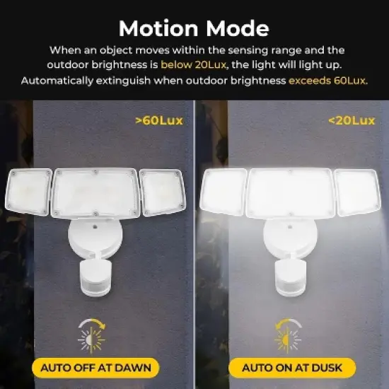 R.W.FLAME LED Flood Motion Sensor Outdoor Lights, 50W 5500LM 5000K Wet Location Waterproof,4 Lighting Modes,4 Lighting Durations,3 Detection Distances image {3}