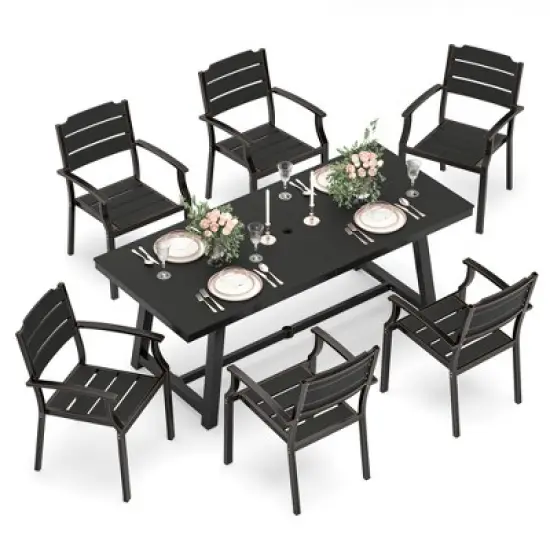 Arceso Outdoor Dining Table, 70 Inch  Outdoor Dining Table for 6, Outdoor Table for Patio, Lawn, Garden, Indoor and Backyard image {2}