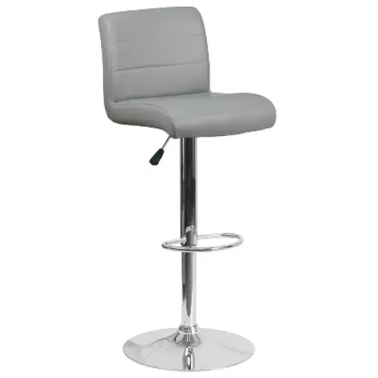 Flash Furniture Contemporary Vinyl Adjustable Height Barstool with Rolled Seat and Chrome Base image {14}