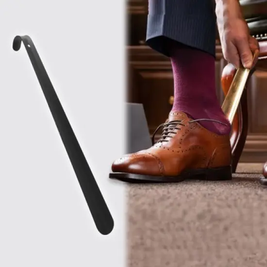 Unique Bargains Curved Hole Shoe Horn 20.47"x1.69" Black 1 Pc image {4}