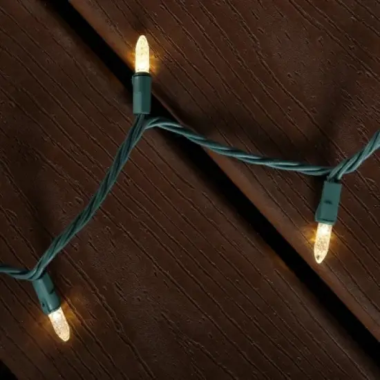 GE Energy Smart 150 LED Mini Faceted String Lights Warm White/Green Wire 49.6-FT image {3}