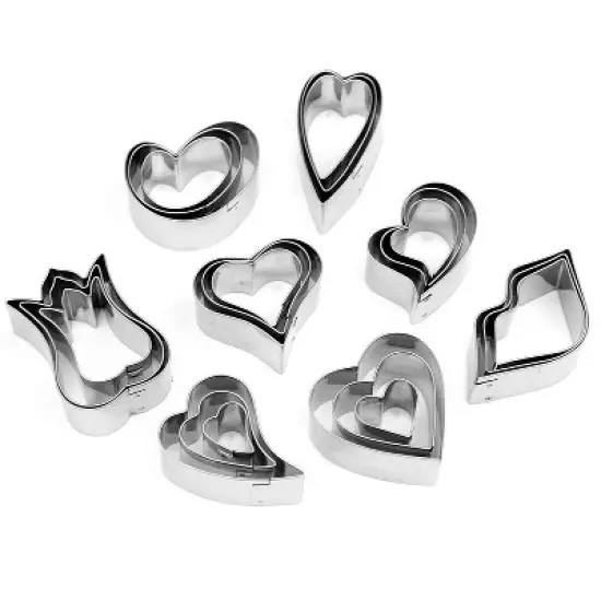O'Creme Mini Heart Cookie Cutter, Stainless Steel, Set of 24 Pcs image {2}