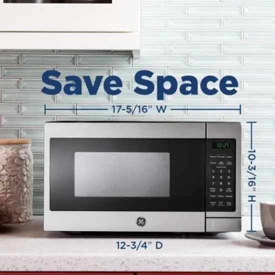 GE Countertop Microwave Oven 700 W Compact 0.7 Cu Ft Steel with 2 Year Warranty image {2}