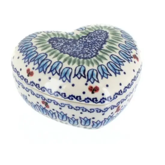 Blue Rose Polish Pottery 124 Vena Large Heart Box image {5}