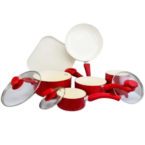 San Jacinto 9 Piece Aluminum Cookware Set in Red Speckle image {5}