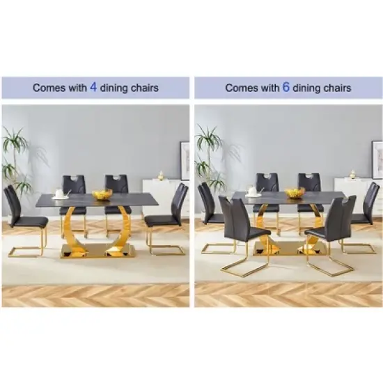 INFURNIC Patio End Tables Modern Marble Style Rectangular Casual Side Table for Small Space, Apartment, Studio,  Black, 63"*31.5"*30" image {1}