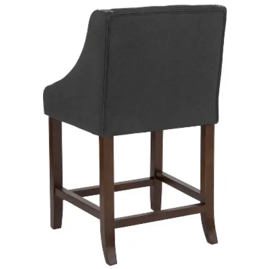 Emma and Oliver 24"H Transitional Tufted Walnut Counter Stool image {6}