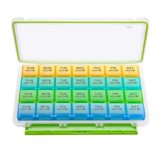 BUG HULL Monthly Moisture-Proof Pill Organizer/Case/Box, Weekly-Removable, 28 Days, Travel Medicine Organizer for Vitamin, Supplements image {7}