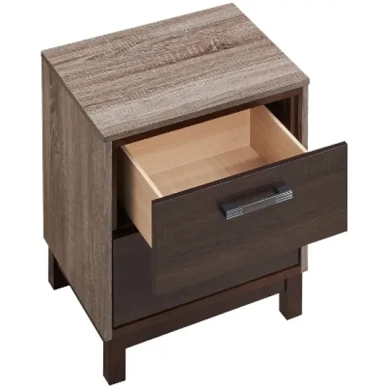 Passion Furniture Magnolia 2-Drawer Brown Nightstand (24 in. H x 15.5 in. W x 19 in. D) image {4}