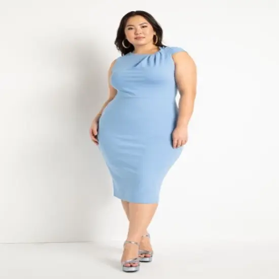 ELOQUII Women&rsquo;s Plus Size Twisted Shoulder Sheath Dress image {4}