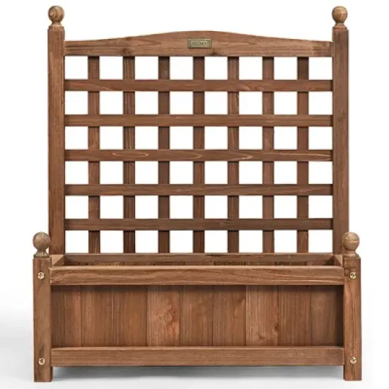 Costway 2 PCS Solid Wood Planter Box with Trellis Weather-Resistant 25"x11"x30" image {7}