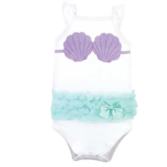 Little Treasure Baby Girl Cotton Bodysuits 3pk, Mermaid image {3}
