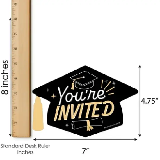 Big Dot of Happiness Hello College Graduation Party Invitations - Shaped Fill-In Invite Cards with Envelopes - Set of 12 image {4}