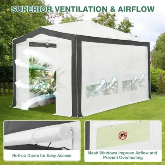 EAGLE PEAK 8x12 Portable Walk in Greenhouse , Heavy Duty Instant Pop Up Green House, Front Roll Up Zipper Entry Door and Mesh Windows image {3}