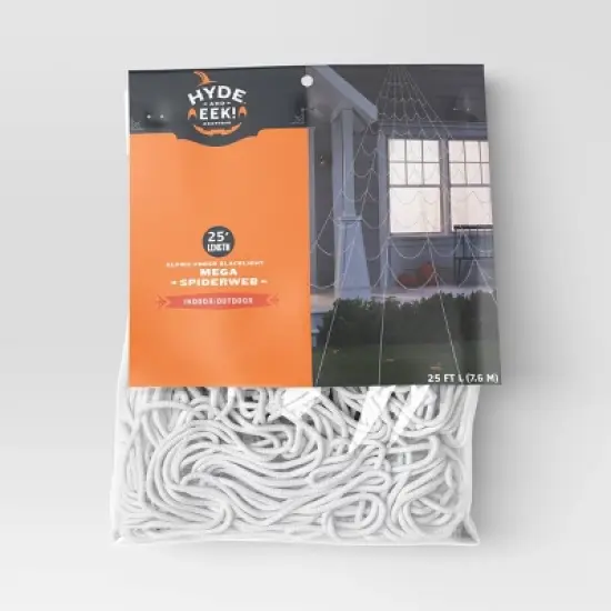 25' Glows under Blacklight Mega Spiderweb Halloween Decorative Prop White - Hyde and EEK! Boutique&trade; image {2}