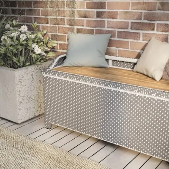 Maksville Outdoor Aluminum Storage Bench Gray - miBasics: Water-Resistant Patio Seating with Armless Design image {2}