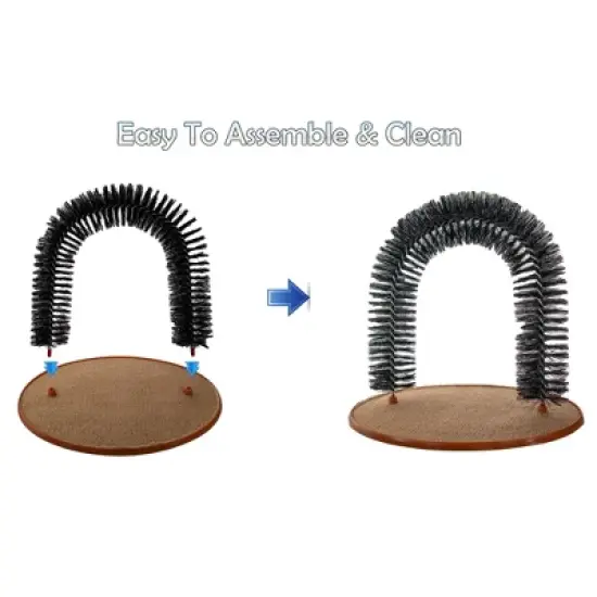 5 Star Super Deals Perfect Cat Self Grooming Arch Post with Mouse Toy, Bristles, Scratch Pad and Catnip - For Brushing, and Massage & Stress Relief. image {3}
