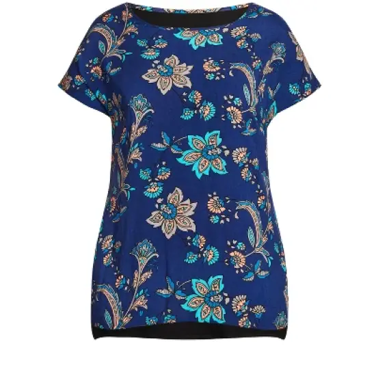 Women's Plus Size Mixed Media Print Top  - Jacqui | AVENUE image {2}