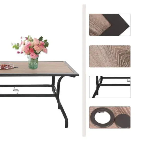 7pc Patio Set with Steel Table & Aluminum Frame Sling Chairs - Captiva Designs image {2}