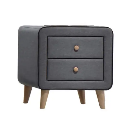 20" Valda Nightstand Light Gray Fabric - Acme Furniture image {1}