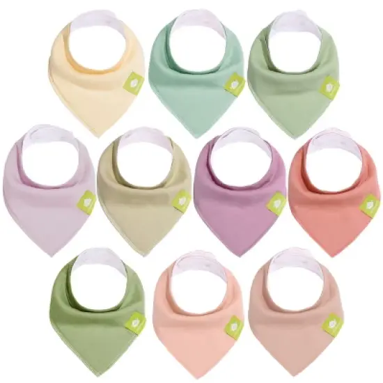 10pk Organic Baby Bandana Bibs, Baby Drool Bibs for Baby Girl, Boy, Baby Bibs for Infant, Newborn image {10}