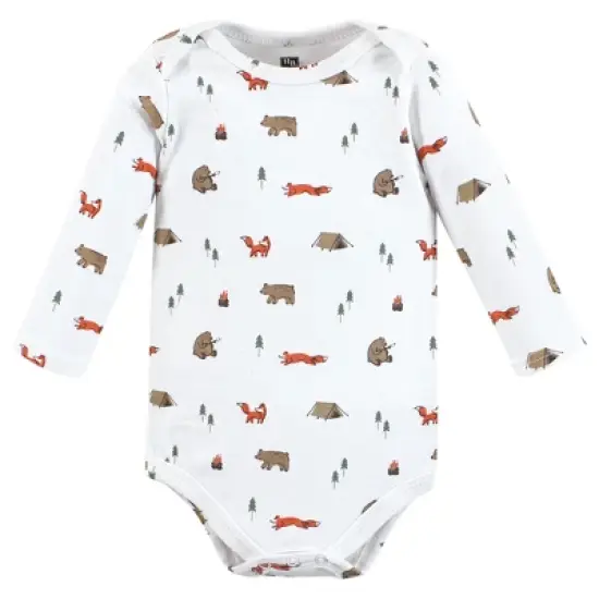 Hudson Baby Infant Boys Cotton Long-Sleeve Bodysuits, Camping Animals image {4}