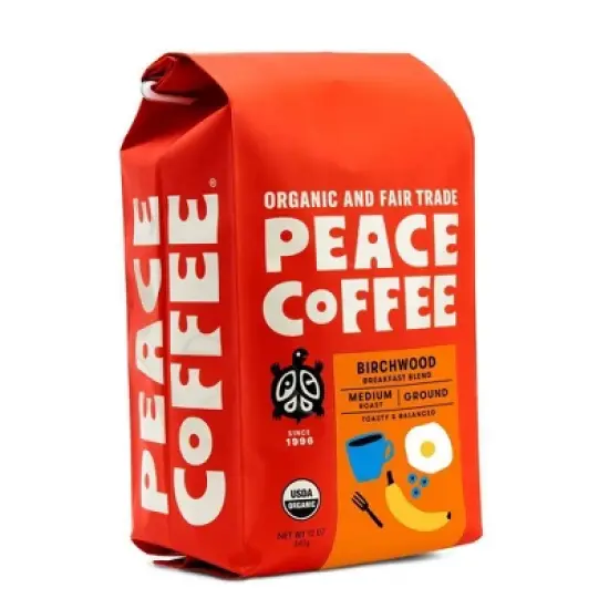 Peace Coffee Organic Fair Trade Birchwood Blend Medium Roast Ground Coffee - 12oz image {1}