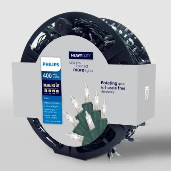 400ct LED Philips Heavy Duty Incandescent Indoor/Outdoor Miniature String Lights with Green Wire image {3}