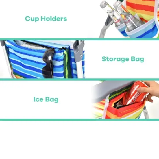 Tangkula 2 Pack of Folding Beach Chair Portable Backpacking Chair with Cup Holder Headrest Storage Bag for Outdoor image {9}