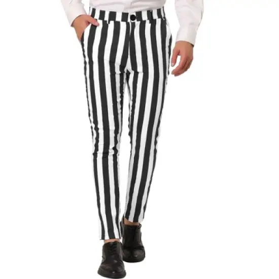 Lars Amadeus Men's Striped Casual Color Block Pants image {6}