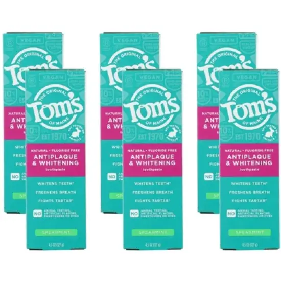Tom's Of Maine Antiplaque and Whitening Toothpaste Spearmint - Case of 6/4.5 oz image {4}