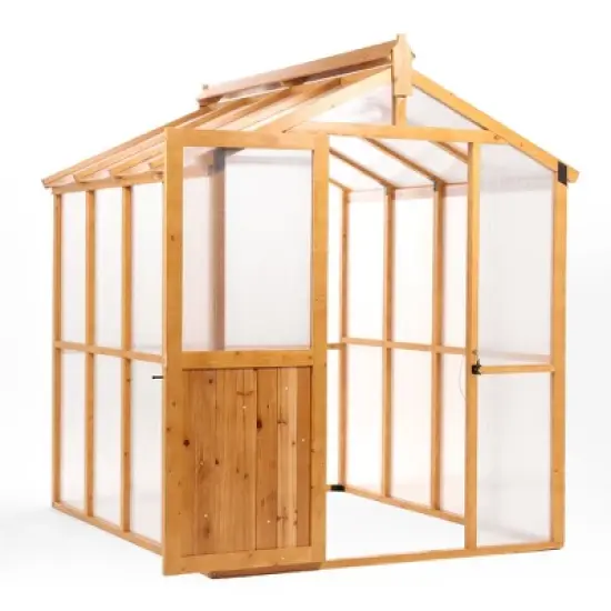 Aoodor 80.7&rdquo; (L) x 93.3&rdquo;(W) x 97.6&rdquo;(H) Outdoor Walk-in Greenhouse with Roof Vent and Fir Frame for Backyard Garden image {7}