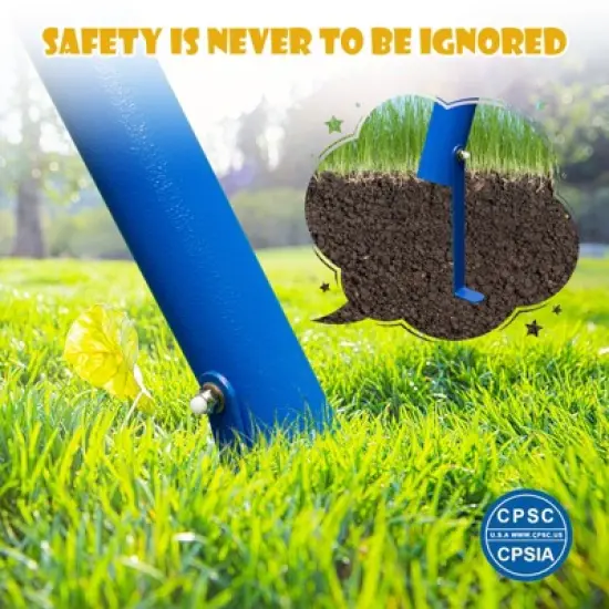 Costway Metal Swing Set for Backyard with A-frame Stand & Adjustable Hanging Ropes image {8}